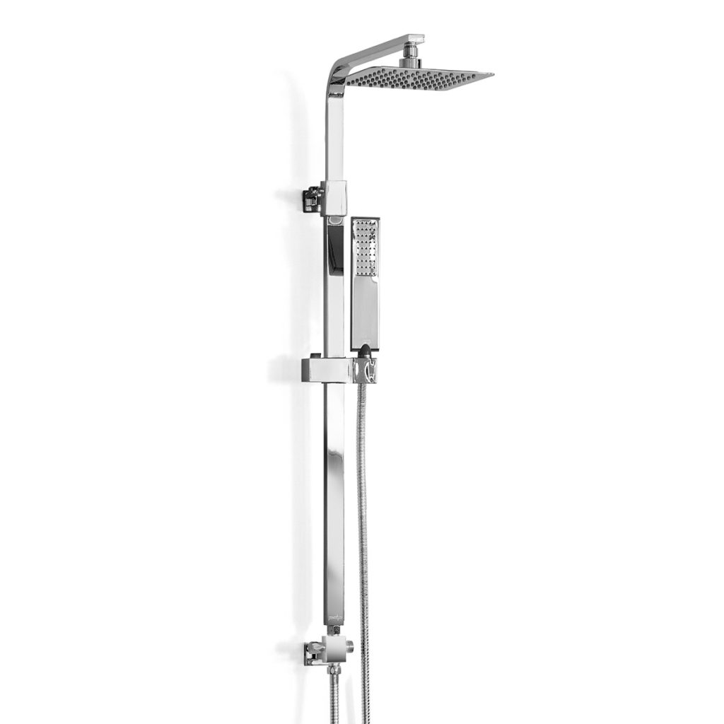 Colonna doccia in ottone cromato con soffione quadrato