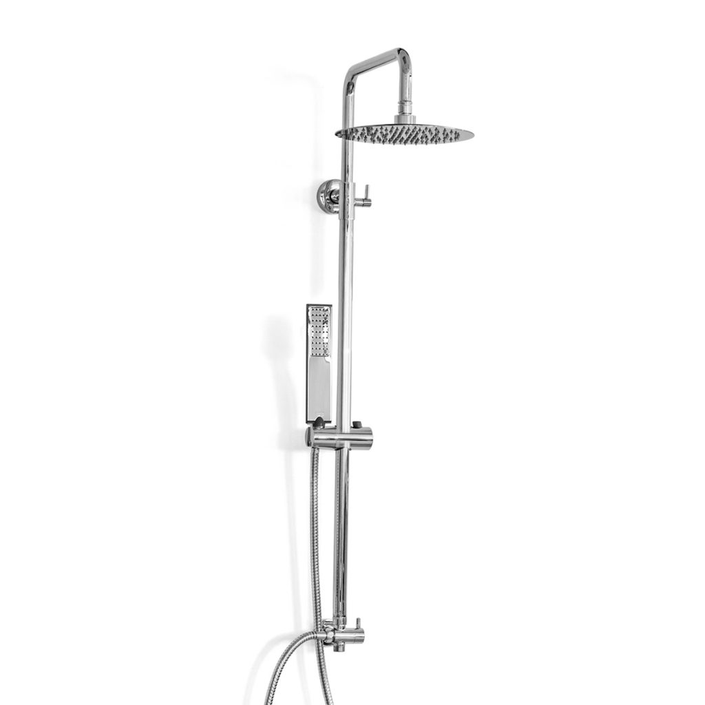 Colonna doccia in ottone cromato con soffione tondo